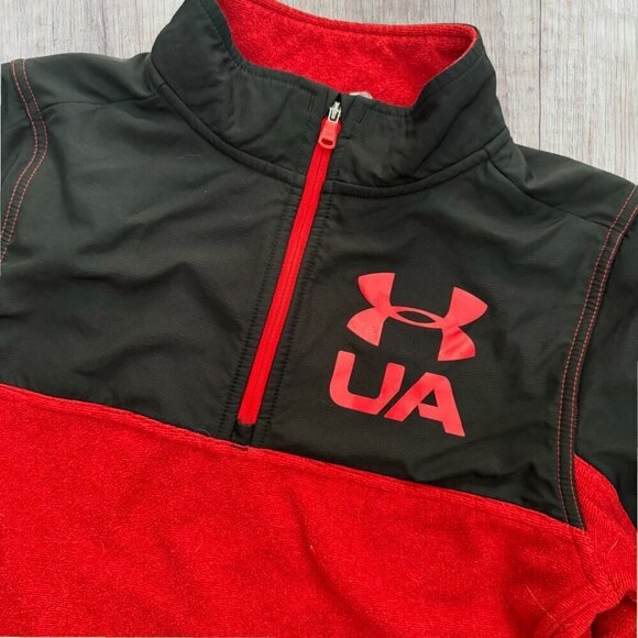 UNDER ARMOUR Boys 1/4 Zip Quarter Red Fleece Jacket Sweatshirt Pullover Youth L - Picture 3 of 5